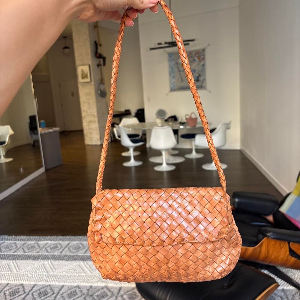 Loeffler Randall Billie Woven Leather Shoulder Bag in light Brown